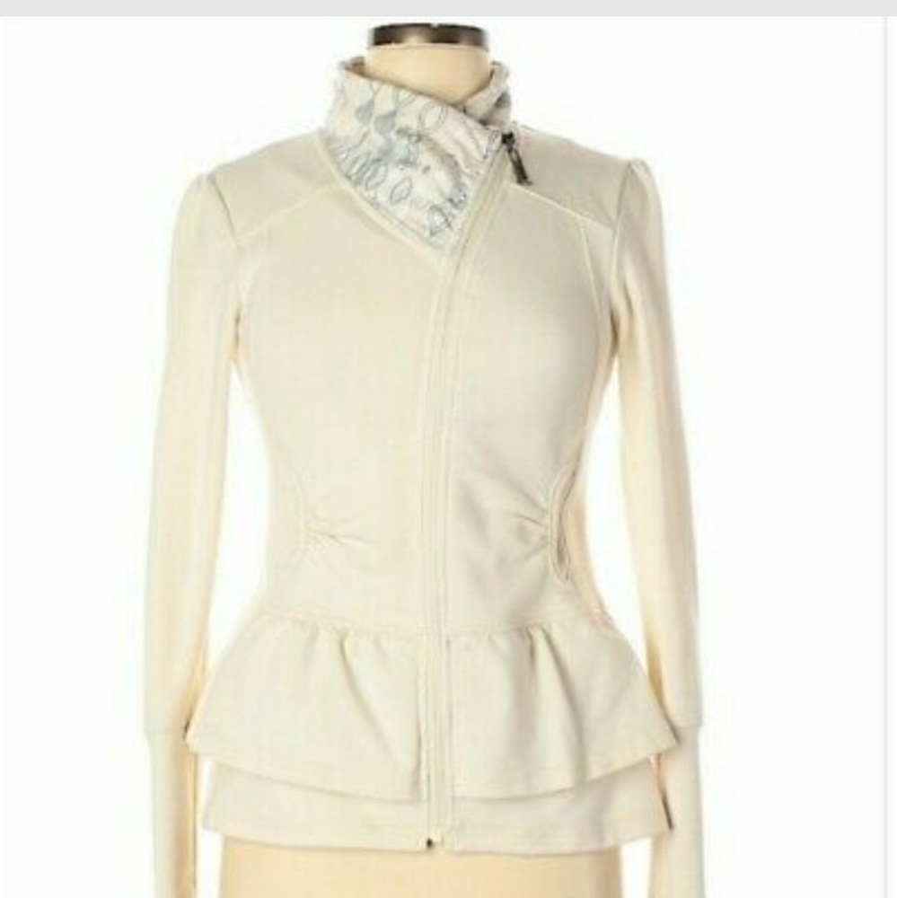 Cirque Du Soleil Peplum Logo Ruffle Jacket Cream Sz M